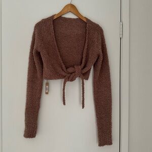 Skims cozy knit wrap top in rose clay